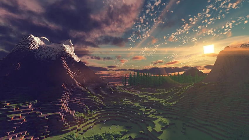 Minecraft Shaders Landscape box HD wallpaper