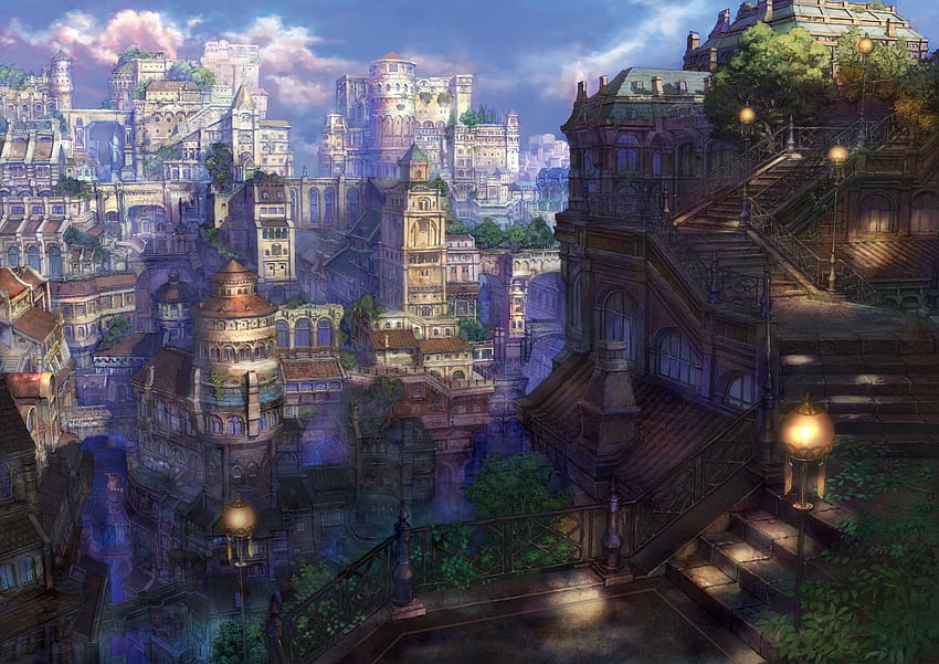 Japanese anime architecture Japanese Japan, anime towns HD wallpaper