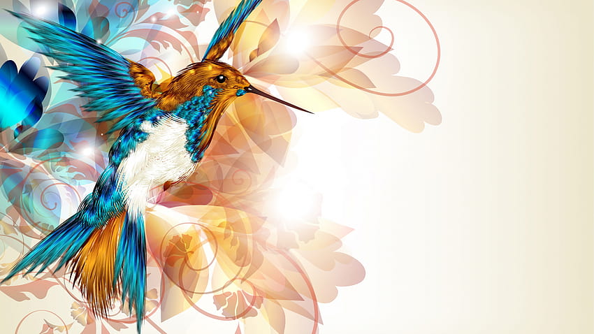 bird humming bird wings beak vector abstract [5000x3505] for your , Mobile & Tablet HD wallpaper