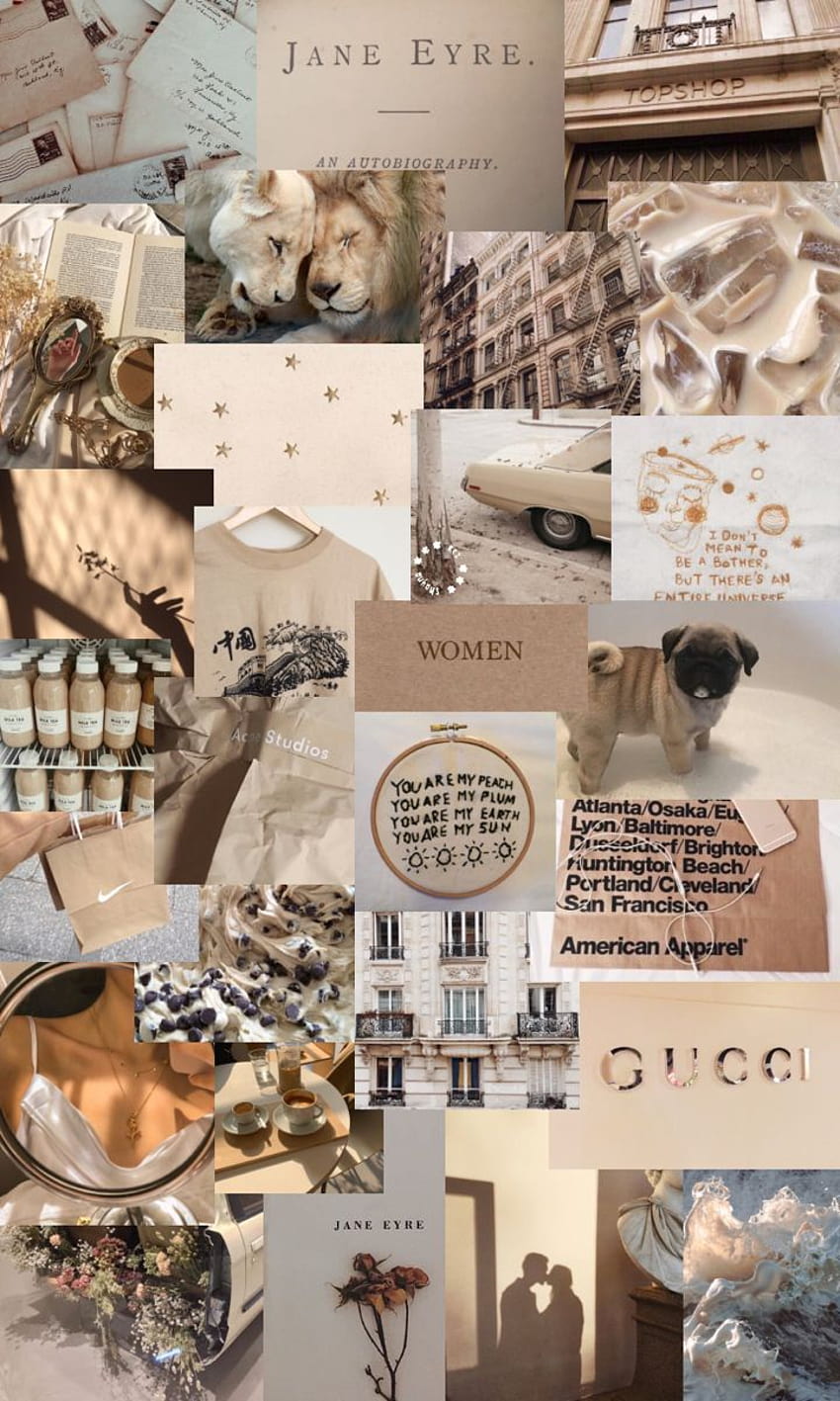 Brown Aesthetic Collage, beige aesthetic collage HD phone wallpaper