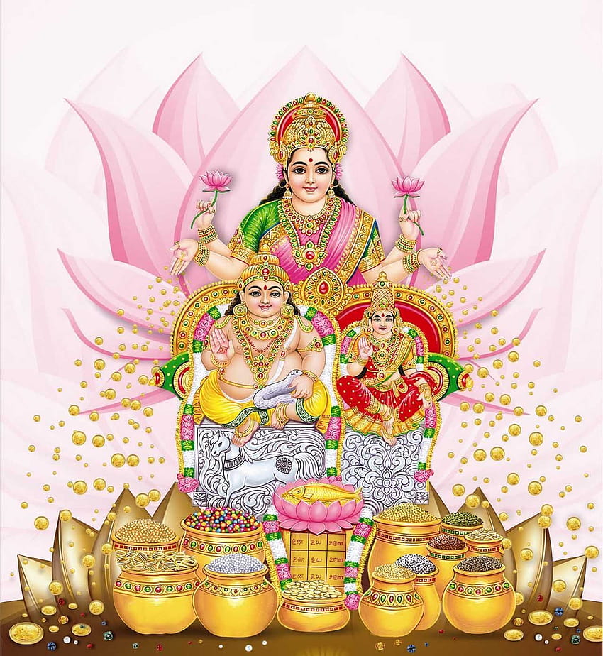 Göttin Lakshmi und Kubera HD-Handy-Hintergrundbild