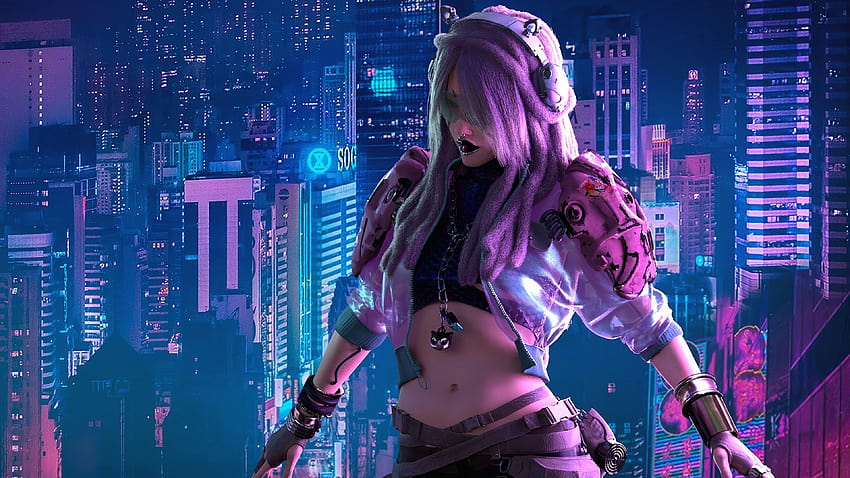 Cyberpunk Female ศิลปะสาวไซเบอร์พังก์ วอลล์เปเปอร์ HD