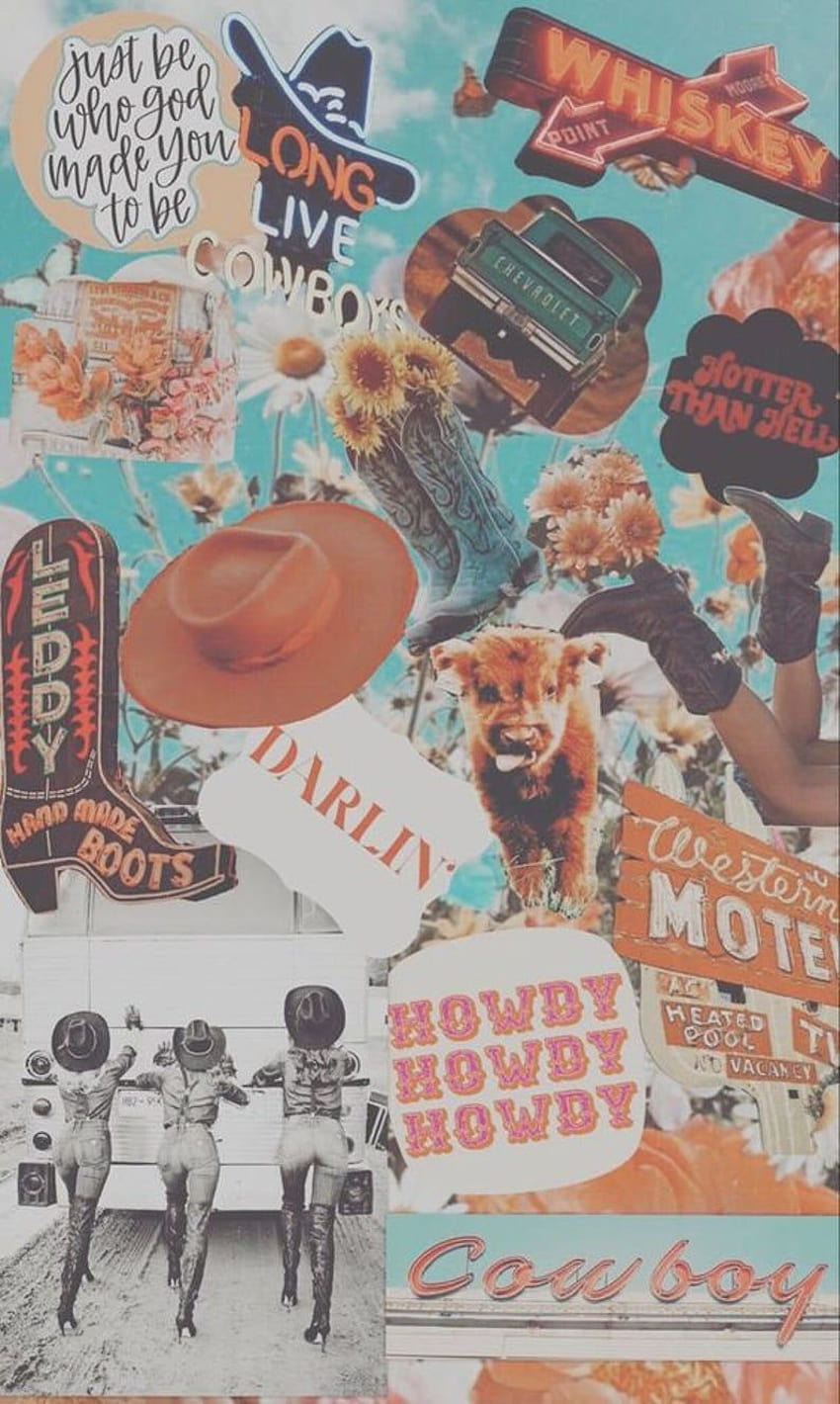 Faded Cowboy Collage Phone Case iPhone & Samsung, country aesthetic HD phone wallpaper