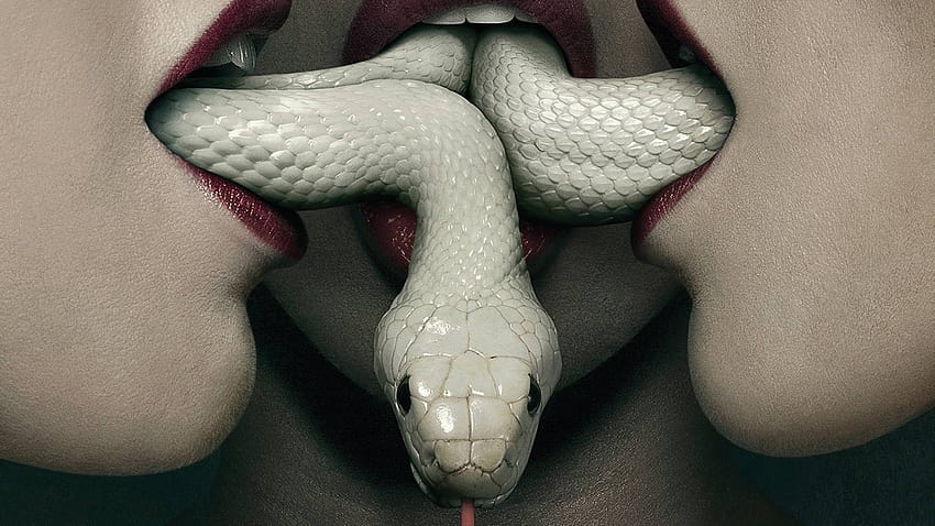 : women, open mouth, red lipstick, snake, nose, mouths, head, albino, American Horror Story, ART, hand, finger, leg, arm, human body, organ, close up, tooth 1920x1080 HD wallpaper