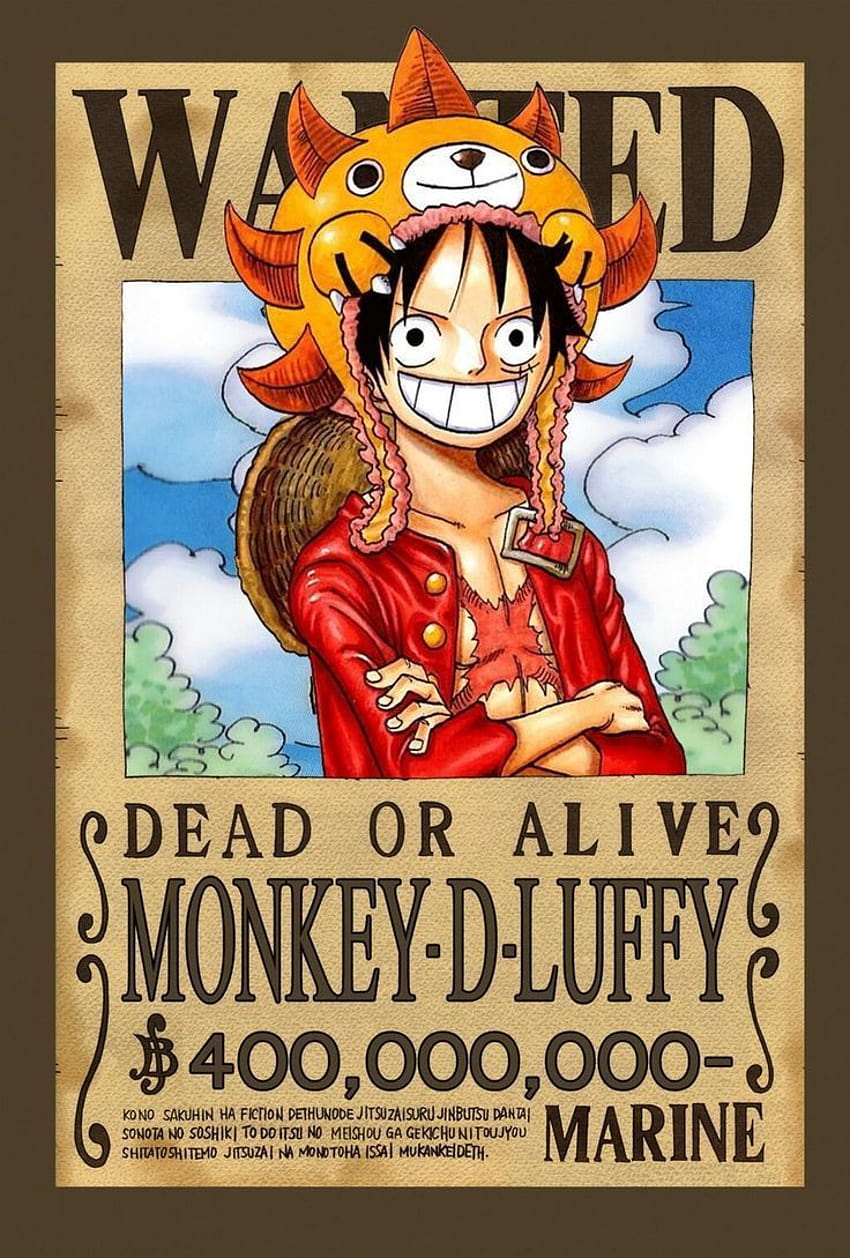 Póster de One Piece Wanted Luffy, póster de búsqueda de monkey d luffy fondo de pantalla del teléfono