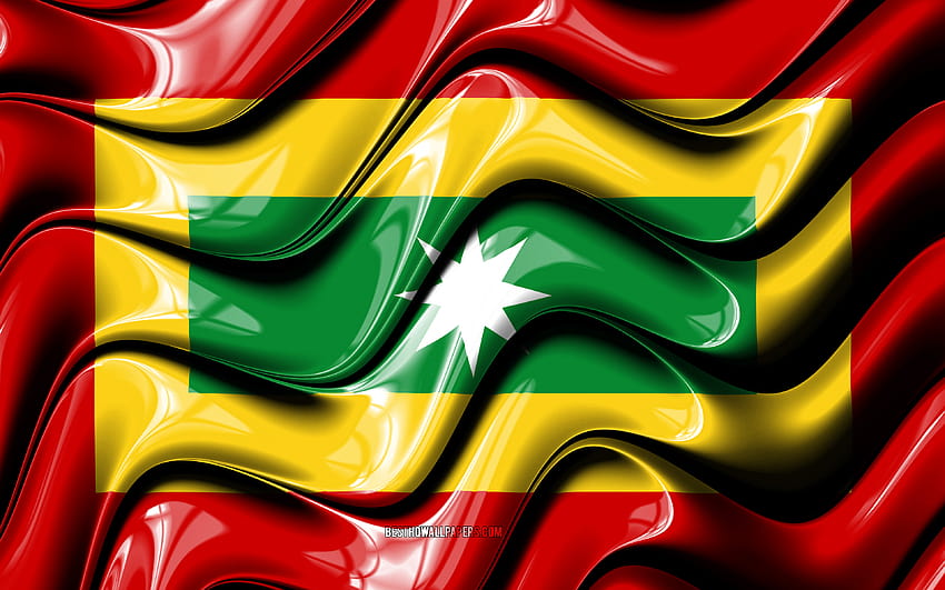 Barranquilla Flag, Cities of Colombia, South America, Day of Barranquilla, Flag of Barranquilla, 3D art, Barranquilla, colombian cities, Barranquilla 3D flag, Colombia with resolution 3840x2400. High Quality HD wallpaper