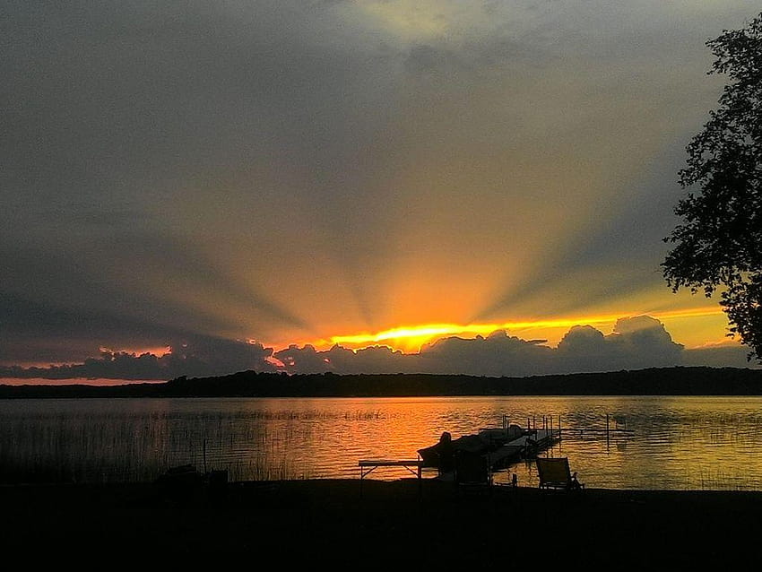 Sunset Bay Cottage on south Manistique lake in Curtis Michigan w, sunset fishing at the cabin HD wallpaper