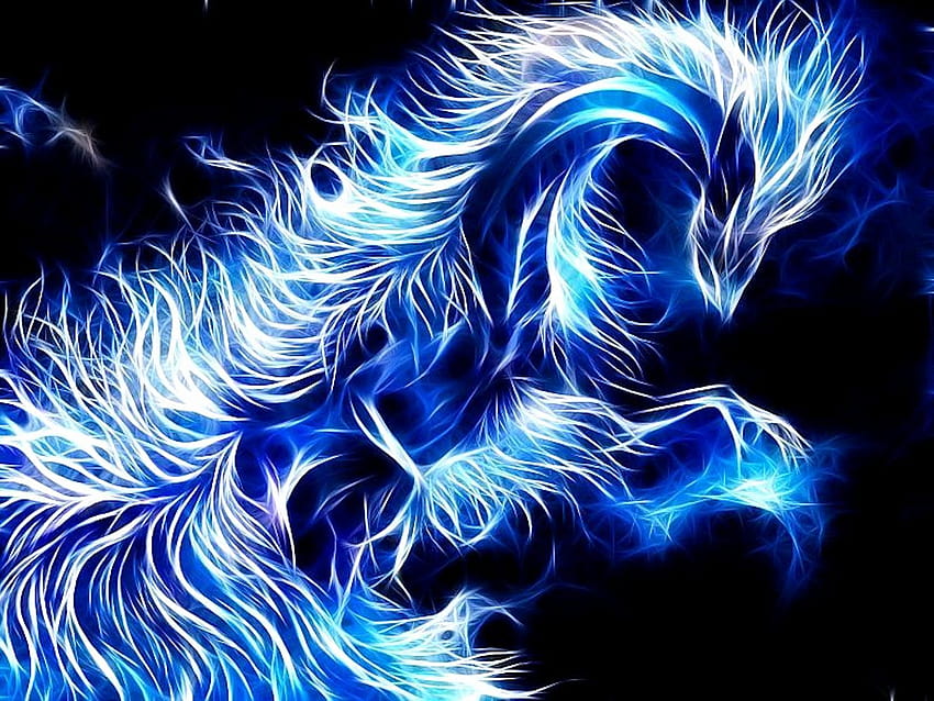 dragão de fogo azul papel de parede HD