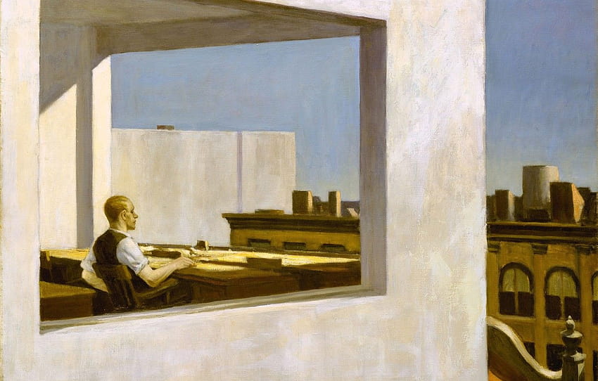 1953, Edward Hopper, Kantor di Kota Kecil untuk Wallpaper HD