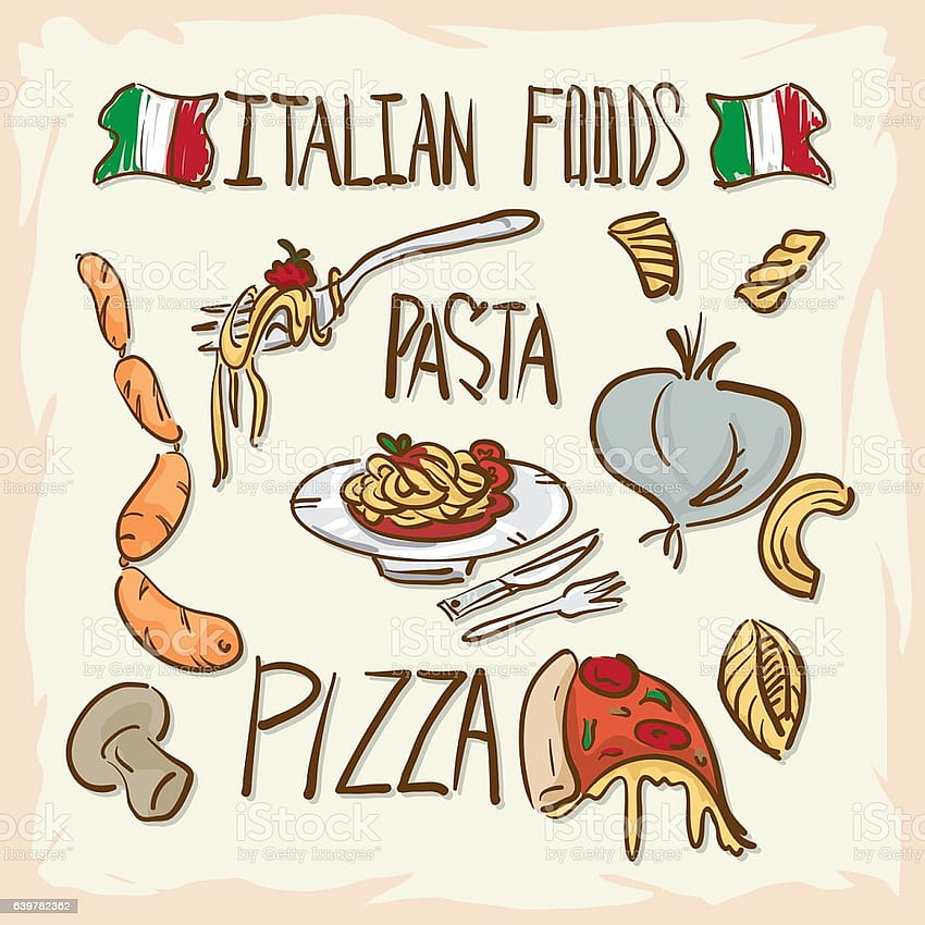 이탈리아 음식 메뉴 그리기 그래픽 디자인 개체 스톡 일러스트, 음식 HD 전화 배경 화면