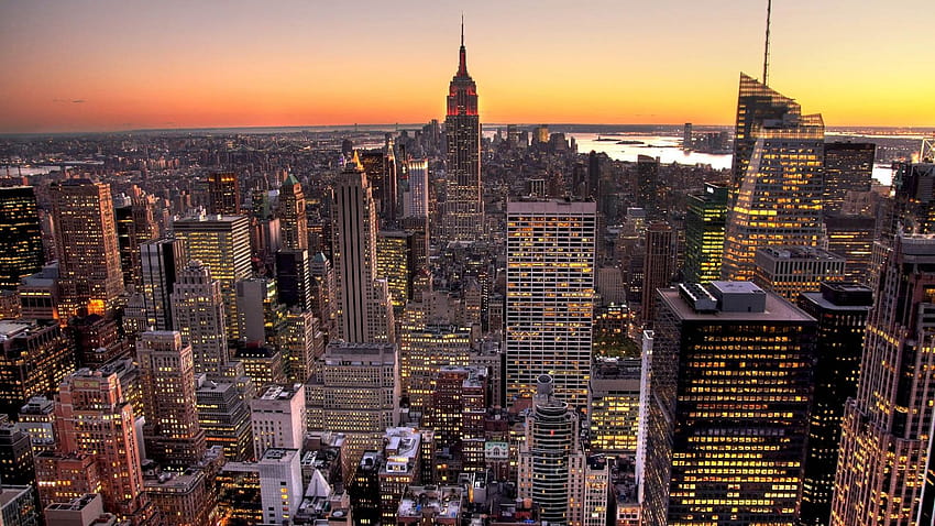Sunset over the Manhattan New York