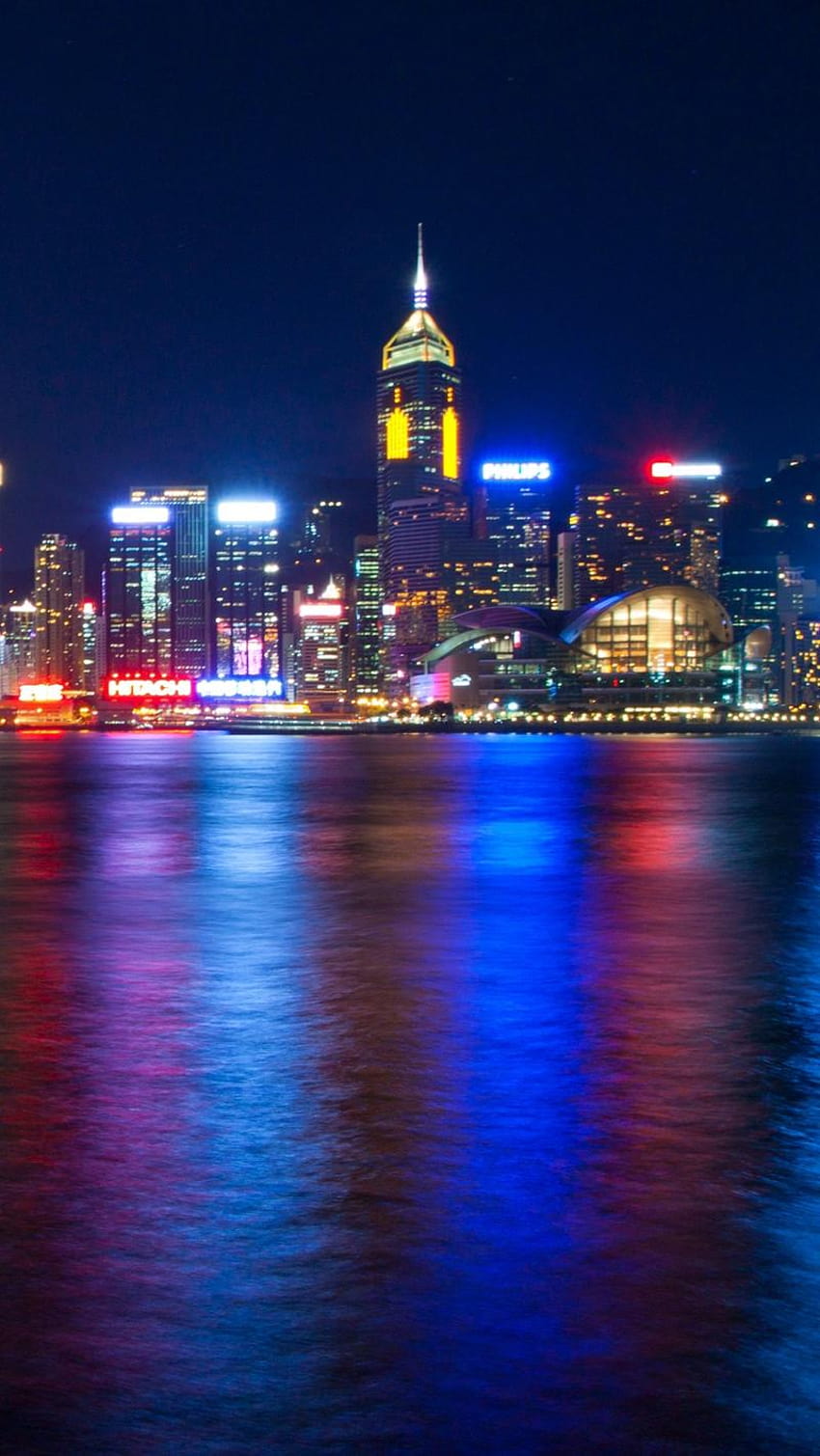 800x1420 hong kong, victoria harbour, sea, night, harbour lights HD phone wallpaper
