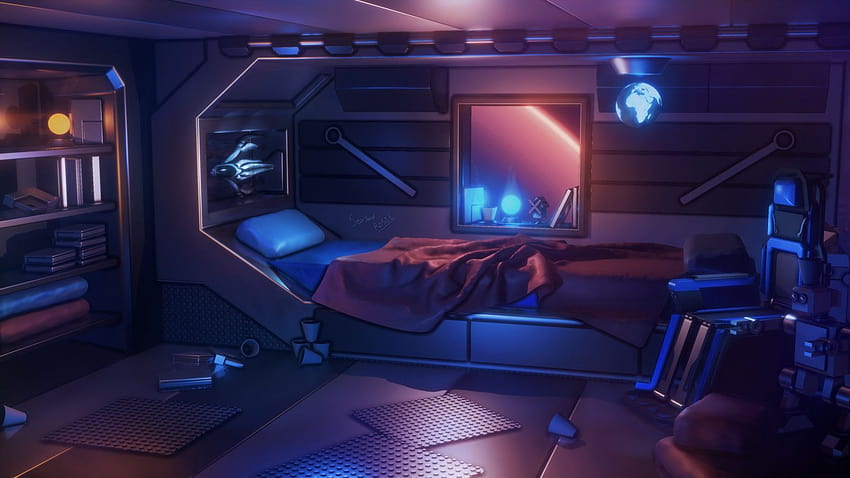 34 Ideen für Cyberpunk-Möbel / -Räume, Cyberpunk-Raum HD-Hintergrundbild