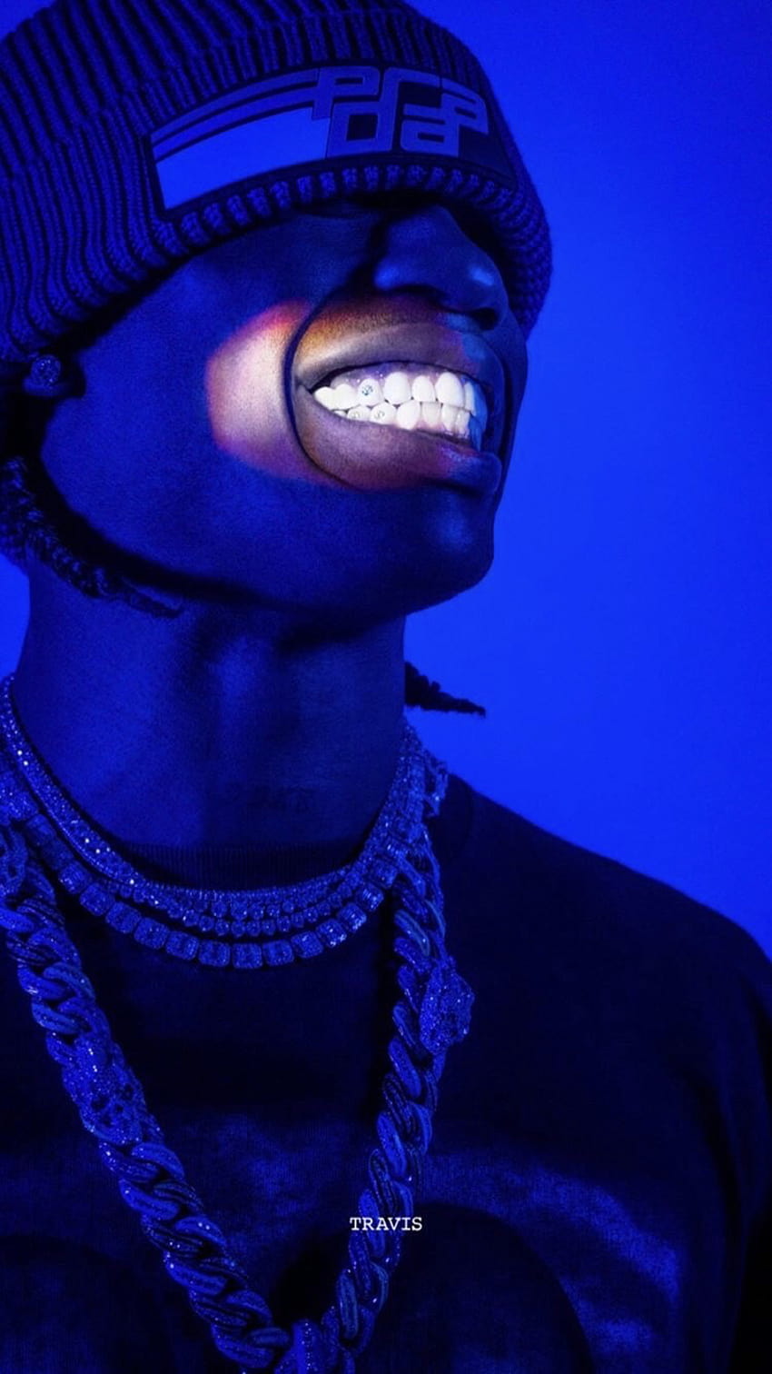 Travis Scott, blue aesthetic rapper HD phone wallpaper