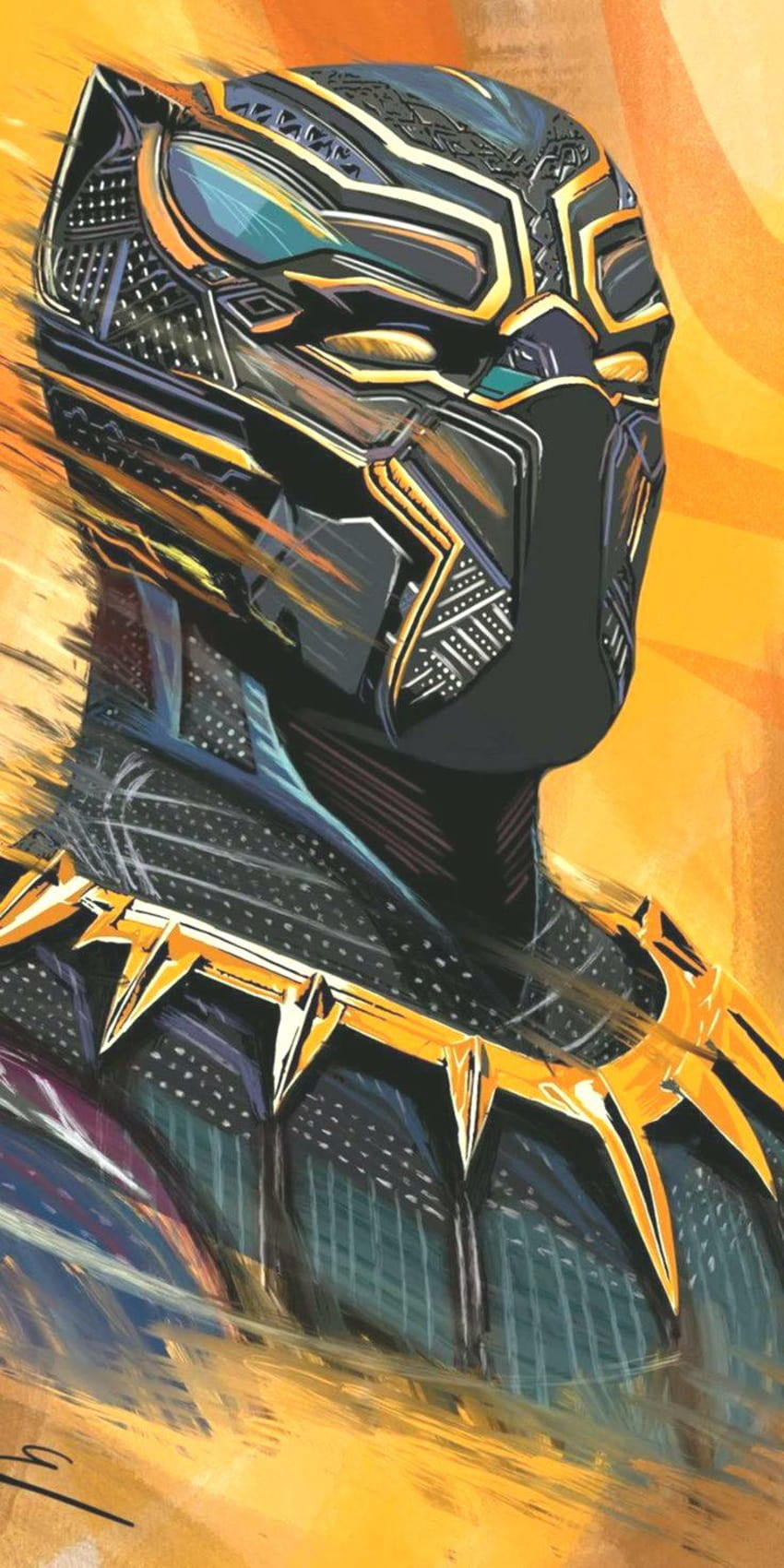 Black Panther Art iPhone, gelber schwarzer Panther HD-Handy-Hintergrundbild