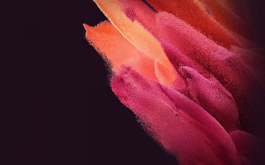 Samsung Galaxy S21 , Stock, AMOLED, Particles, Magenta, Red, Black background, Abstract HD wallpaper