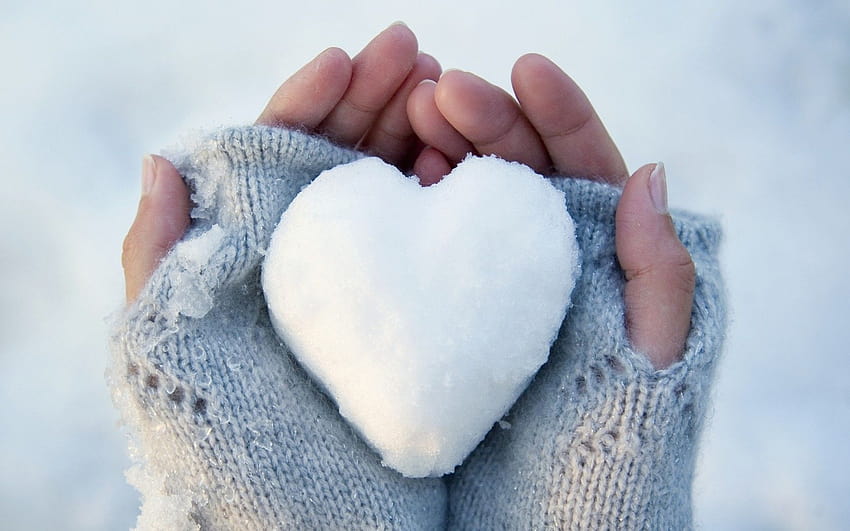 women, snow, gloves, white, cold, hands, hearts, warm, winter ::, snow women HD wallpaper