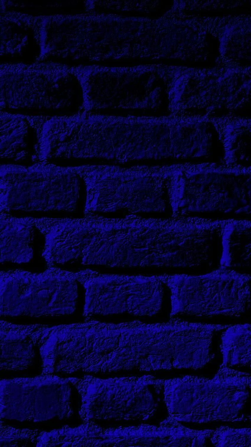 Muro di mattoni blu, disegno di mattoni al neon su blu Sfondo del telefono HD