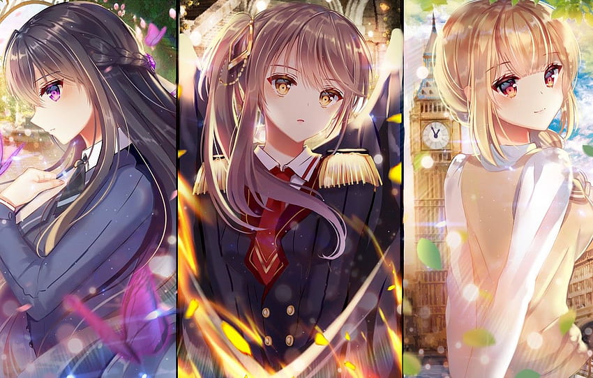 Girls, Collage, Trio , section арт, anime trio HD wallpaper