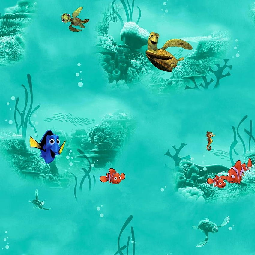 York Wallcoverings DS7903 Walt Disney Kids II Nemo Under Water , Turquoise/Yellow/Orange/Green/Tan/Black/White/Brown HD phone wallpaper