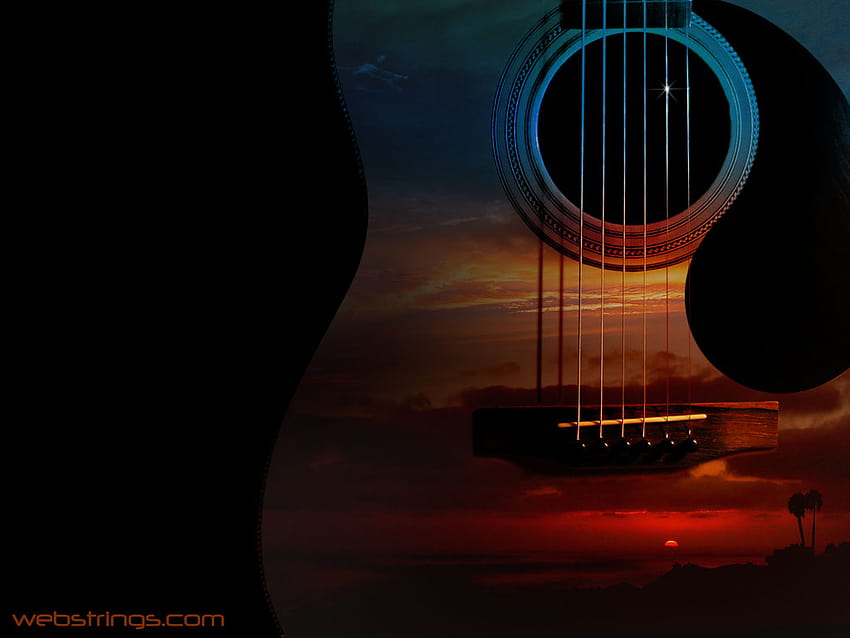 Guitar Sunset, guitarra country papel de parede HD