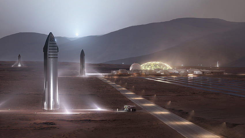 Elon Musk enthüllt Starship-Rakete für Mond- und Mars-Missionen, die den Mond kolonisieren HD-Hintergrundbild
