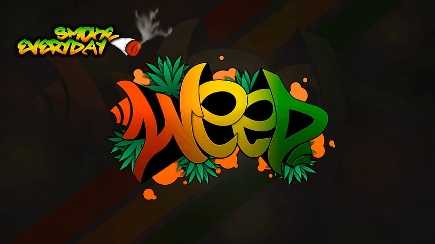 Graffiti de malezas, logotipo de marihuana fondo de pantalla