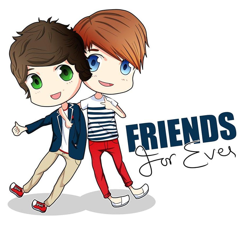 Two Friends, friendship cartoon HD wallpaper
