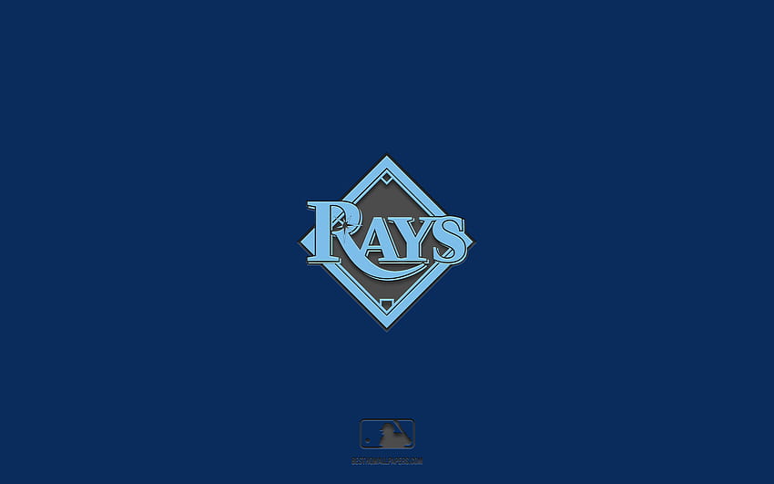 Tampa Bay Rays พื้นหลังสีน้ำเงิน ทีมเบสบอลอเมริกัน สัญลักษณ์ Tampa Bay Rays MLB ฟลอริดา สหรัฐอเมริกา เบสบอล โลโก้ Tampa Bay Rays ที่มีความละเอียด 2560x1600 เบสบอลคุณสูงจากสหรัฐอเมริกา วอลล์เปเปอร์ HD