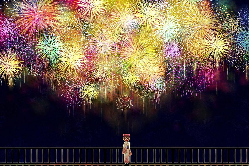 Unique Anime Couple Firework Shows Simple, fireworks anime pics HD wallpaper