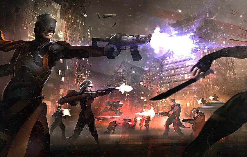 the city, weapons, fiction, battle, gang, fight, megapolis, killer, slaughter, criminals , section фантастика HD wallpaper