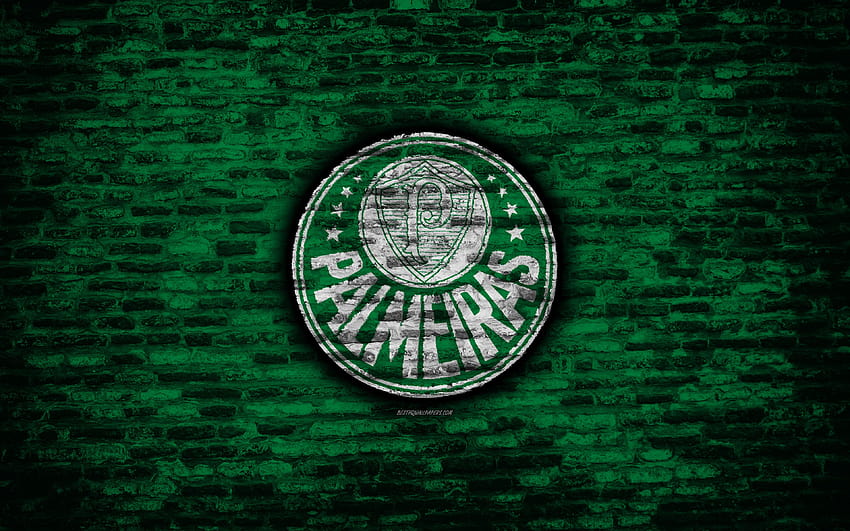 SE Palmeiras, emblem, Brazilian Seria A, grunge, soocer, Brazil, Palmeiras, football club, brick texture, Palmeiras FC with resolution 3840x2400. High Quality HD wallpaper