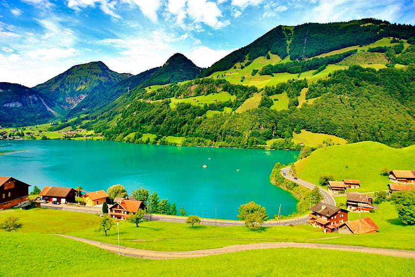 Swiss Countryside, swiss lake HD wallpaper
