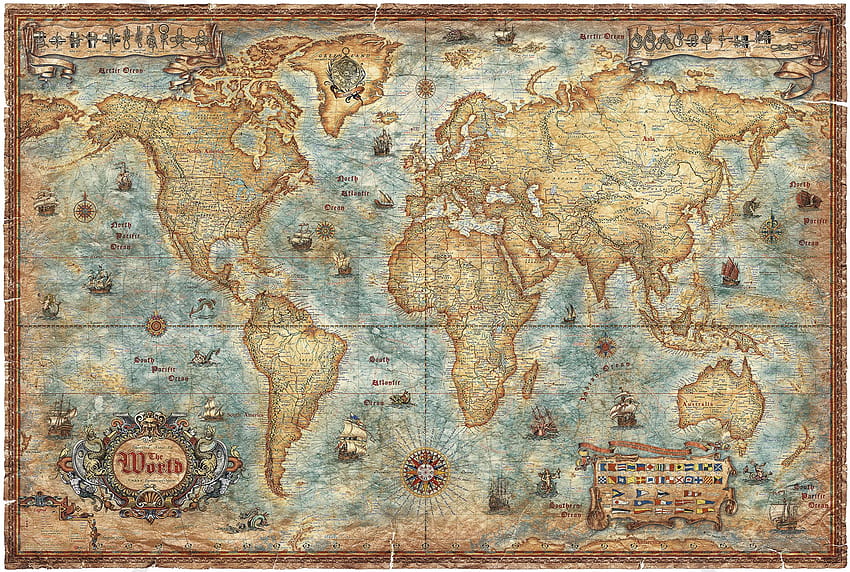Modern World Antique Map – affordable wall mural, vintage world map HD wallpaper