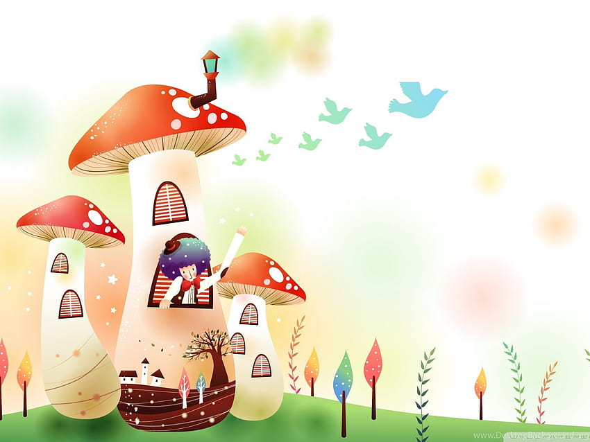 Childhood Fairytales Mushroom House Backgrounds, mushroom fairy HD wallpaper