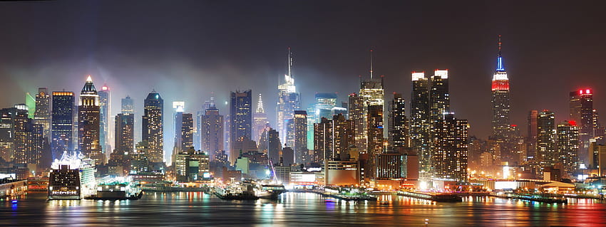 New York City Skyline at night, 4th of july dual monitor HD wallpaper