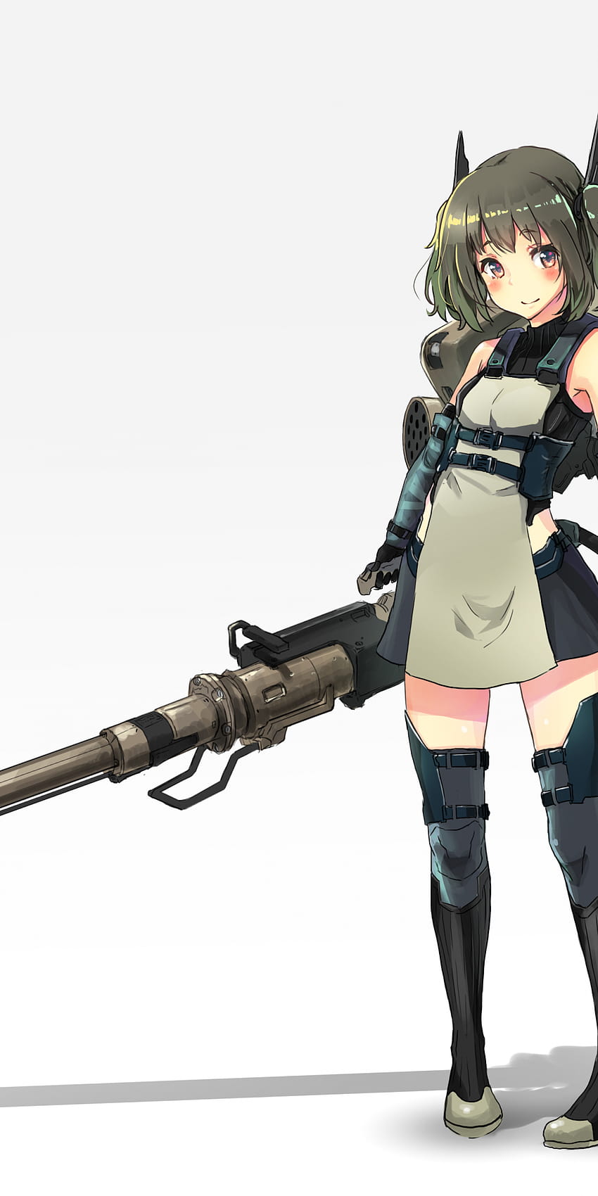 1080x2160 アニメの女の子, メカ, 重火器, Huawei Mate 10 の銃 HD電話の壁紙