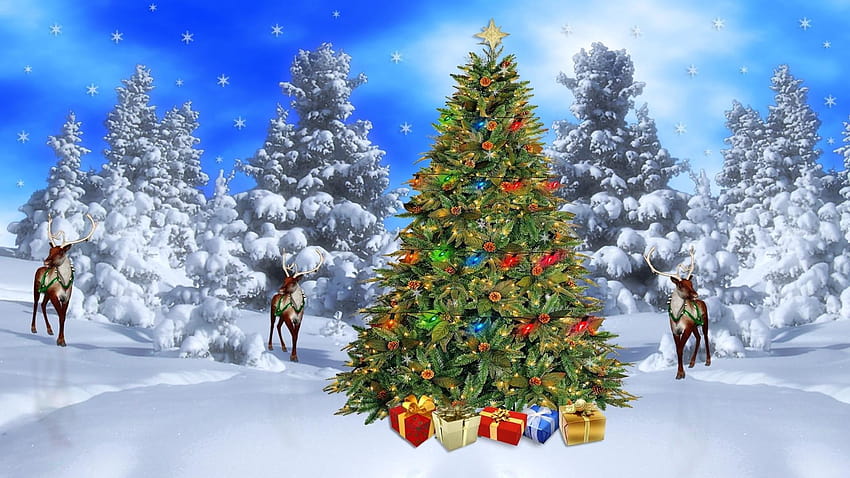 Christmas Winter Scenes, anime christmas ornaments HD wallpaper
