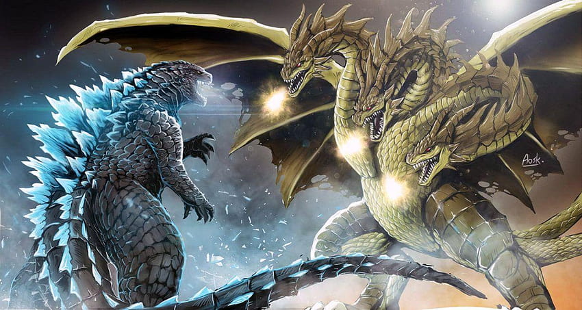 Godzilla vs King Ghidorah por Aosk26 en deviantART fondo de pantalla