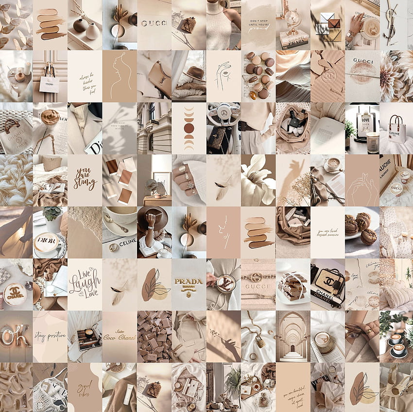 Neutral Collage Kit Aesthetic 1 Boho Boujee Wall, boho collage HD ...