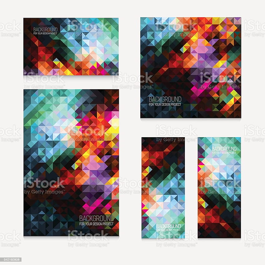 Set Of Five Vector Modern Colorful Rectangular Abstract Mosaic Backgrounds Stock Illustration HD phone wallpaper