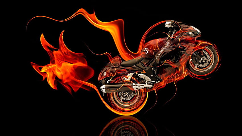 Suzuki Hayabusa Side Super Fire Abstract Bike 2014, bike fire HD wallpaper