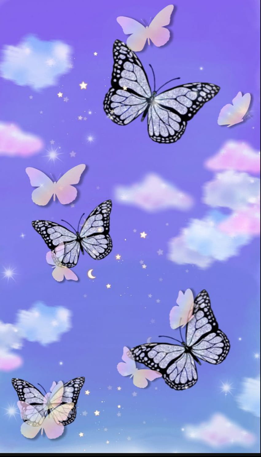 iphone purple butterfly HD phone wallpaper