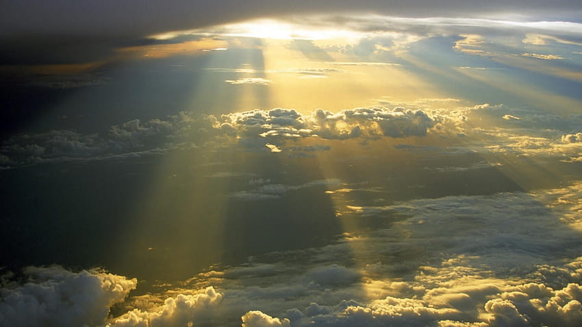 1920x1080 Sun breaking through the clouds, shining clouds HD wallpaper