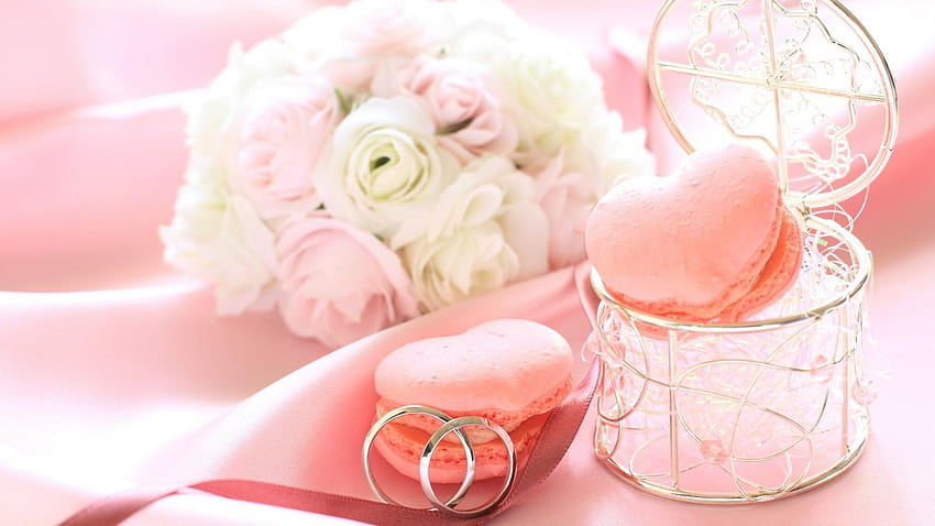 Pink cookies for wedding and, weeding HD wallpaper