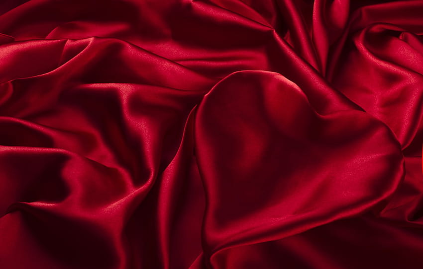 heart, texture, silk, fabric, red, folds, satin , section текстуры, red silk HD wallpaper