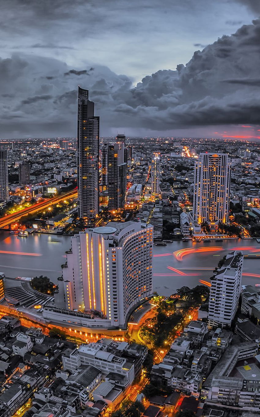 800x1280 bangkok, night city, view from above, bangkok high building HD phone wallpaper