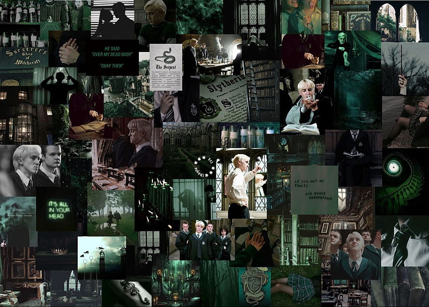 Dark Green Aesthetic Laptop, dark sage green collage HD wallpaper
