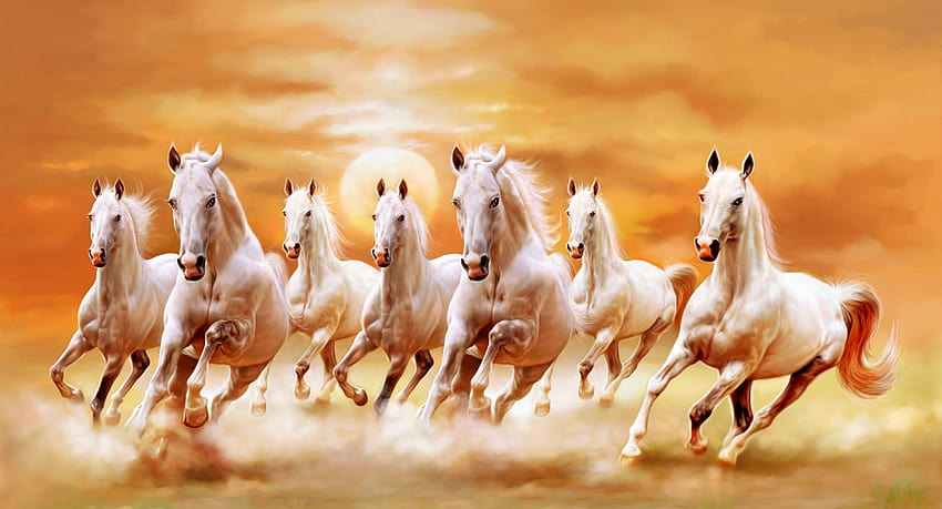 Sieben Pferde laufen HD-Hintergrundbild