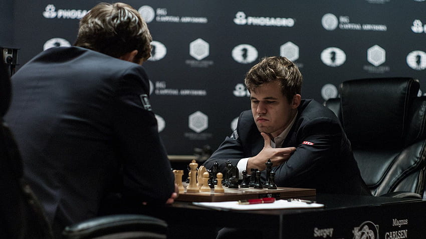 Magnus Carlsen และ Sergey Karjakin ใน Dead Heat ในการแข่งขัน Chess Championship วอลล์เปเปอร์ HD